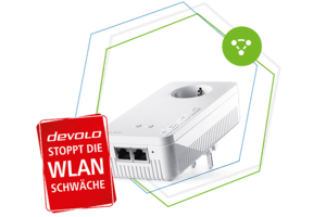 Mesh WLAN 2 devolo Powerline Adapter Mesh WiFi 2 in Hexagons und rote Karte